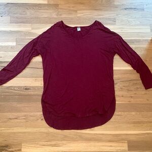 OLD Navy Luxe Drop Shoulder Long Sleeve Oversized Shirt Burgundy Women’s S